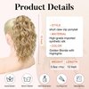 FLUFYMOOZ Ponytail Extension, 12" Short Claw Ponytail Extension Wavy Curly Jaw Clip in Pony tails Hair Extension Natural Synthetic Hairpiece for Women (Golden Blonde with Highlights)