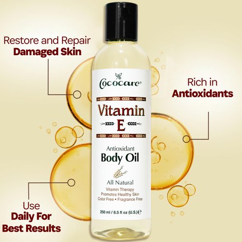 Cococare Natural Vitamin E Antioxidant Body Oil - Vitamin Therapy for All Skin Types - 8.5 fl oz
