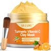 ulluxe Turmeric Vitamin C Clay Mask, Brightening Hydrating Face Mask, Clay Face Mask Deep Cleansing Pores, Improves Dark Spots, Acne, Skin Care Facial Mask Tightens Skin, Evens Skin Tone, 5.29 oz