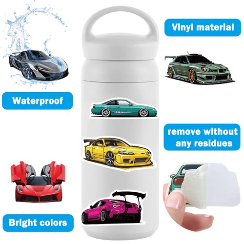 DULEFUN 100pcs JDM Car Stickers, Racing Sport Car Stickers Vinyl Waterproof for Water Bottles Laptop Guitar Skateboard Scrapbook JDM Decals Car Stickers for Men Teens Adults Kids