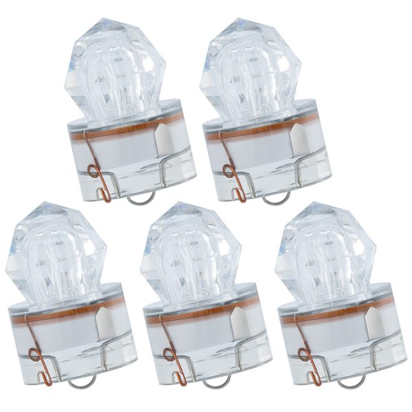 Dr.Fish 5 Pack LED Fishing Lure Bait Attractant Deep Drop Light Trolling Rig Water Trigger Deep Sea Ice Fishing Underwater Freshwater Saltwater Halibut Tuna Bass White