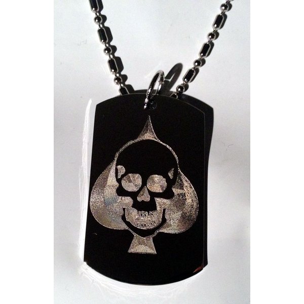 Skull ACE Cards Gambling Logo Symbols - Military Dog Tag Luggage Tag Key Chain Metal Chain Necklace