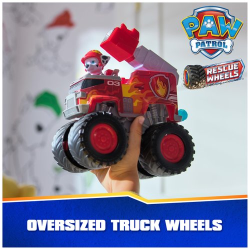 Paw Patrol: Rescue Wheels Marshall’s Firetruck, Toy Truck with Projectile Launcher and Collectible Action Figure, Kids Toys for Boys & Girls Ages 3+