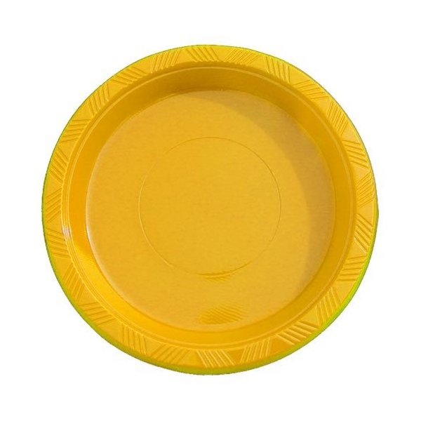 Exquisite 9 Inch. Yellow Plastic Plates - Solid Color Disposable Plates - 50 Count