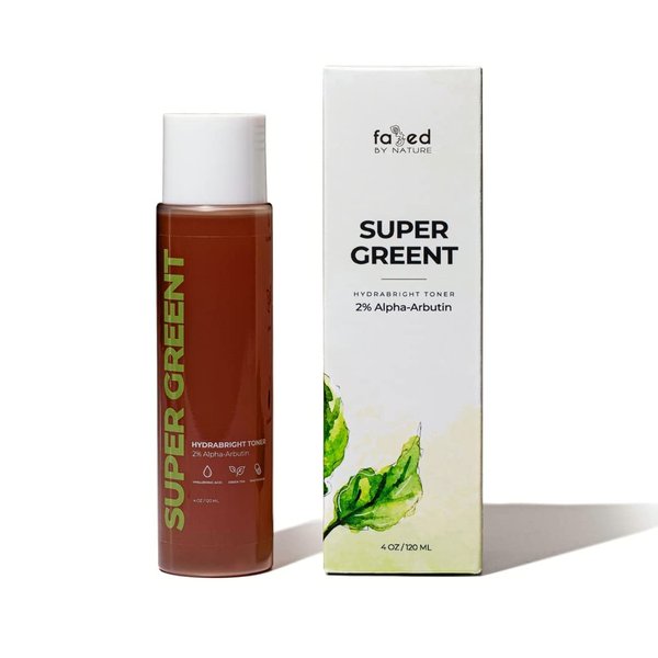 Alpha Arbutin Serum Toner 4oz with 2% Alpha Arbutin, Hyaluronic Acid, Niacinamide, and Green Tea | Super GreenT HydraBright Facial Toner, Improve Melasma, Dark Spots, Acne Scars and Hyperpigmentation