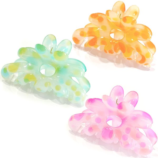 GQLV Big Hair Claw Clips-3PCS Cute Hair Clips for Women/Girls,Medium Hair Claw Clips for Thin Hair,Strong Hold Hair Claws Clips for Hair,Nonslip Hair Claw Clips for Thick Hair,Hair Styling Accessories