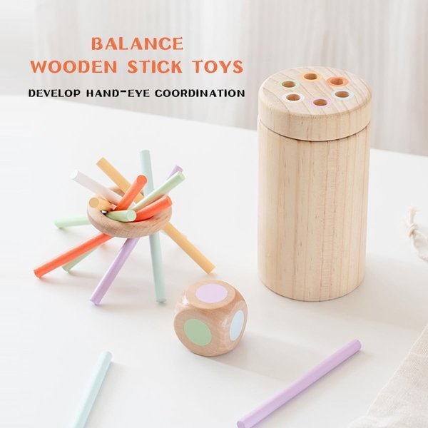 Dice Dumping Stick Color Matching Game Roll Dice Dumping Stick Balance Game Color Cognitive Toys Fine Motor Balance Observation Training Toys 6 Months - 3 Years Baby Toys