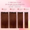Royaomis Clip in Hair Extensions Real Human Hair, 18inch 140g 7pcs Human Hair Clip in Extensions for Women, Remy Red Hair Extensions Clip Ins, Soft & Natural Human Hair Extensions（18-#M30_33）