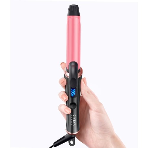 CIVEYA Temp Control Travel Curling Iron Dual Voltage, 1 Inch Travel Size Mini Curling Iron for Short Hair, Small Travel Hair Curler Wand Pink
