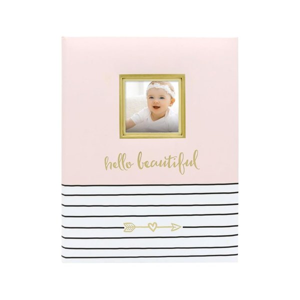 Pearhead Hello Baby First 5 Years Memory Book, Baby Girl Keepsake for New and Expectant Parents, Pregnancy And Milestone Journal, Pink
