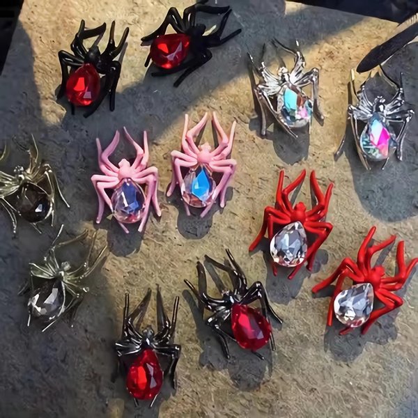 Halloween Nail Charms 12PCS Halloween Spider Nail Art Rhinestone 3D Metal Resin Spider Nail Art Charms Jewels for Acrylic Nails Halloween Nail Gems Nail Art Supplies for Halloween Nail Art Decorations