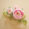 Fangsen Wedding Pink Buds Rose Flowers Floral Comb With Hair Clip Hair Accessories Floral Hair Headpiece