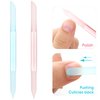 Sibba 2 Pieces Glass Cuticle Pusher Cuticle Remover Tool Double Sided Cuticle Trimmer Manicure Stick Professional Precision Filing Abrasive Surface Nail Salons Set for Women Girls Homes (Blue, Pink)