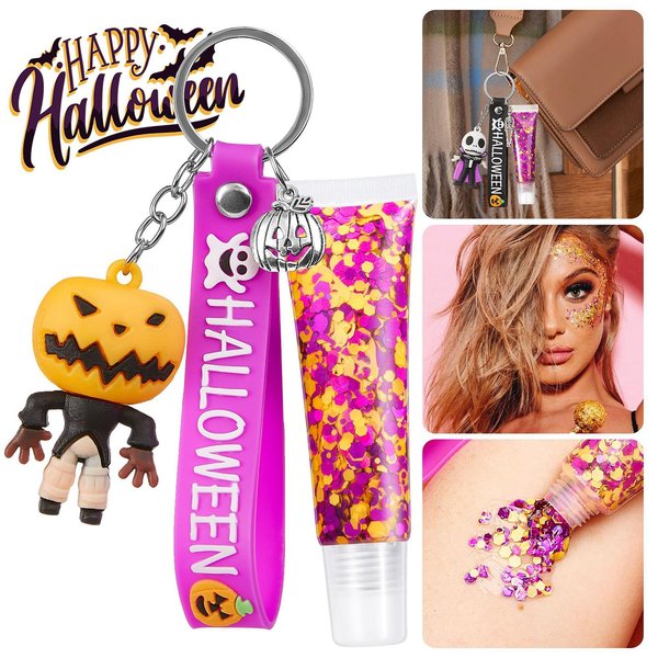 Body Glitter, Face Glitter Halloween Festival Hair Glitter Gel Orange Purple Face Paint Glitter Mermaid Makeup for Women Girls