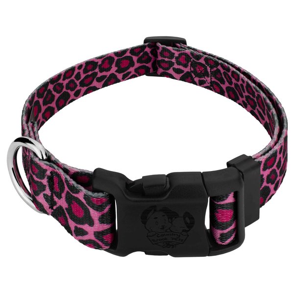 Country Brook Petz - Deluxe Pink Leopard Dog Collar - Made in The U.S.A. - Animal Prints Collection Featuring Wild Designs (1 Inch, Medium)