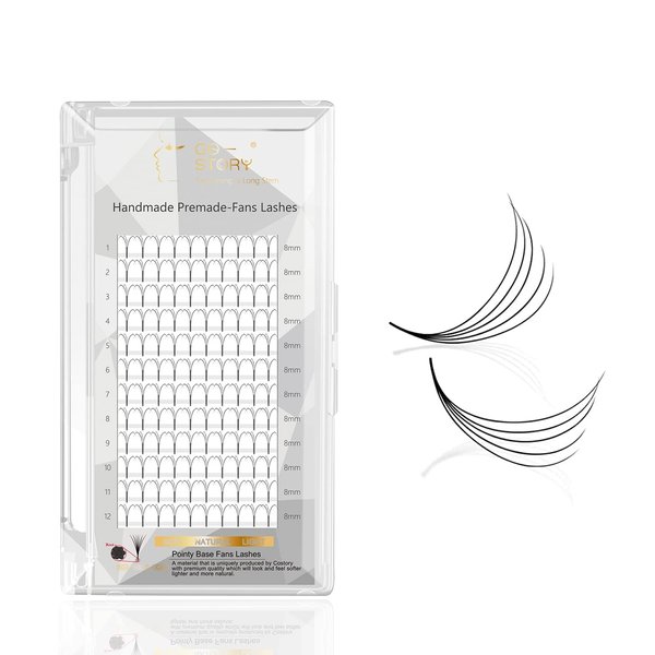 Costory Eyelash Extensions Premade Fans 0.07mm 3D 4D 5D Long Steam Narrow Width Russian Volume Lash Extension Supplies Pre Made Fan False Eyelashes Extension(Thickness 0.07mm C Curl 9mm 3D)