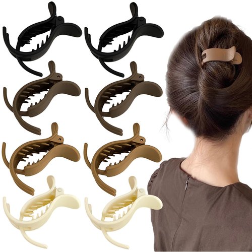 8 Pcs French High Ponytail Claw Clip, Medium Matte Hair Clips Women Girls Thick Long Hair or Thin Hair Ponytail Maker. Nonslip Hair Accessories for High Ponytail Bun Hair Braiding Tool Dovetail Clip