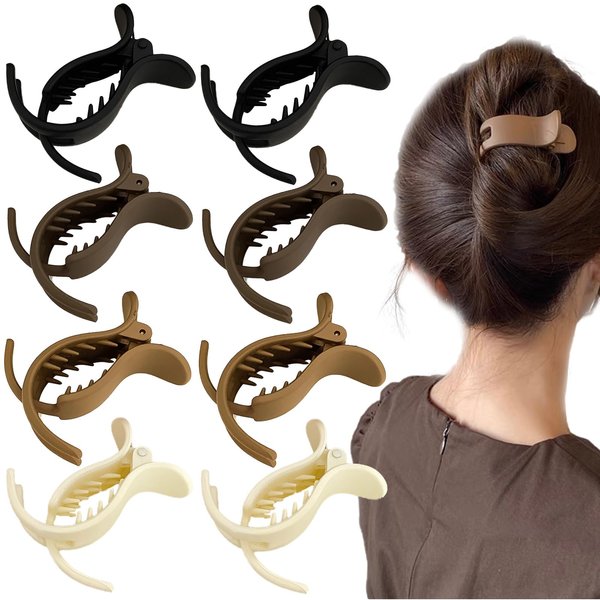 8 Pcs French High Ponytail Claw Clip, Medium Matte Hair Clips Women Girls Thick Long Hair or Thin Hair Ponytail Maker. Nonslip Hair Accessories for High Ponytail Bun Hair Braiding Tool Dovetail Clip