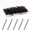 GEEHUA Mini Bobby Pins, 150 Count 1.38 Inch Curved Small Hair Pins Kit, Waved Hairpin with Storage Box for Kids Girls and Women Wedding Hairstyles All Styling Hair Clips Accessories (Brown)