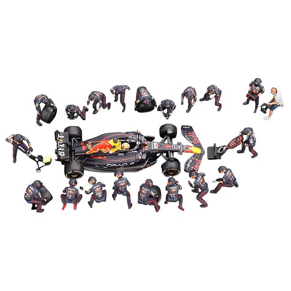 Racing RB18#1 Max Verstappen Winner Abu Dhabi GP (2022) with Pit Crew Set Limited Edition to 5000 Pieces Worldwide 1/64 Diecast Model Car by True Scale Miniatures MGTS0007