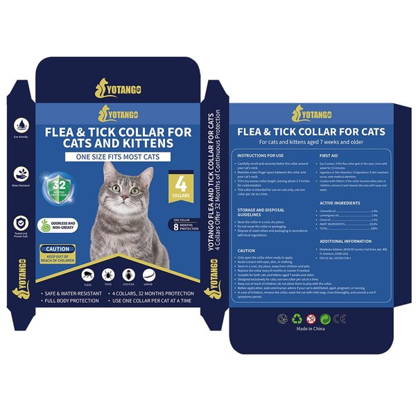 4 Pack Flea Collar for Cats, 32 Months Flea and Tick Prevention for Cats, Waterproof Cat Flea Collar, Natural Cat Flea and Tick Treatment, Adjustable Flea and Tick Collar for Cats Kittens(4 Colors)