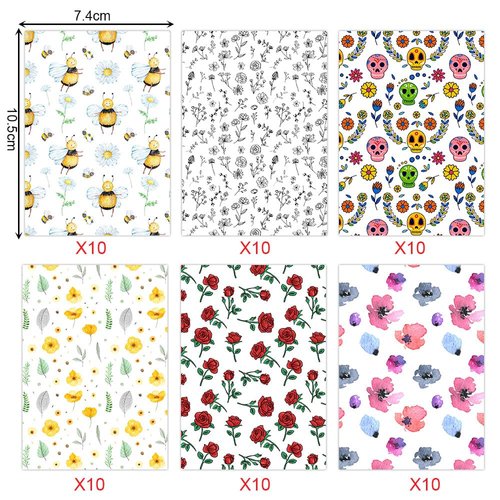 ZDDPDJ Flower Release Papers for Diamond Painting, Pack of 60 Reusable Floral Sheets (10.5x7.4cm)