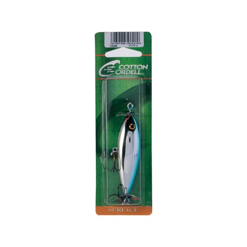 Cotton Cordell Crazy Shad Spinning Topwater Fishing Lure, Freshwater Fishing Gear and Accessories, 3", 3/8 oz, Chrome Blue Back