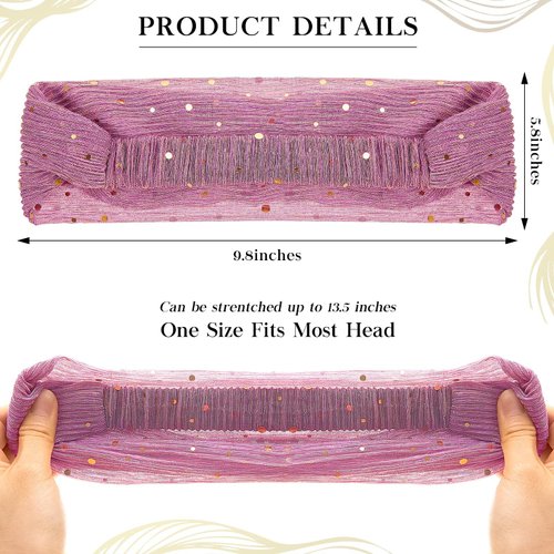 6 Pcs Bling Headbands for Women Bling Boho Headbands Sequin Headband Wide African Head Wrap Stretchy Hair Bands Boho Turban Elastic Yoga Running Sport Hair African Bling Hair Accessories