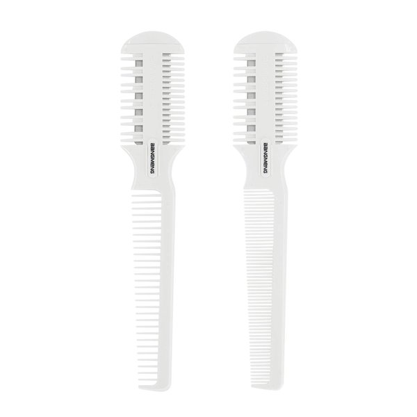 BANGMENG Hair Cutter Comb, 2 Pieces of Dense Teeth + Wide Teeth Shaper Hair Razor With Comb,Split Ends Hair Trimmer Styler, Double Edge Razor Blades For Thin & Thick Hair Cutting and Styling.