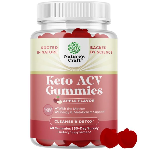 ACV Apple Cider Vinegar Gummies - Sugar Free Apple Cider Vinegar Gummies with The Mother for Full Body Cleanse and Detox Natural Energy and Digestive Support - Keto ACV Gummies Vitamins for Adults