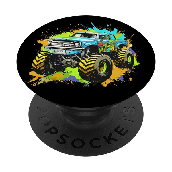 Monster Truck Racing Vintage Art Love Trucks Boys Graphic PopSockets Standard PopGrip