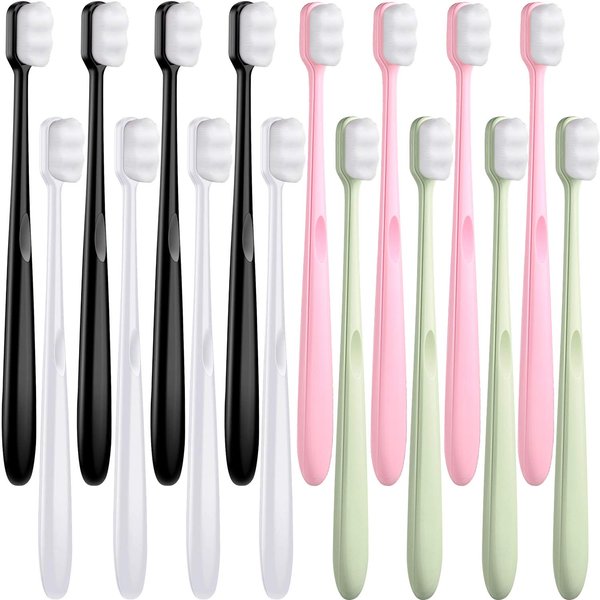 Patelai 16 Pieces Extra Soft Toothbrush 20000 Bristles, Ultra Soft Toothbrush for Sensitive Gums Micro Nano Fur Manual Toothbrush with 20000 Soft Bristle Adult Kid Children