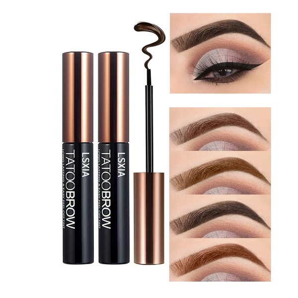 LSxia 2 Pcs Peel Off Tattoo Eyebrow Gel, Natural Elegant Eye-brow Gel Long-Lasting Waterproof Eyebrow Tattoo Peel Off Eyebrow Peel Off Tattoo Brow Tattoo Makeup (Gray Brown)