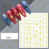 12 Sheets Gold Nail Stickers Gold Line Nail Decals 3D Self Adhesive Metal Geometric Stripe Wave Nail Sticker Gold Nail Art Designs Nail Art Supplies for Women Manicure Decorations