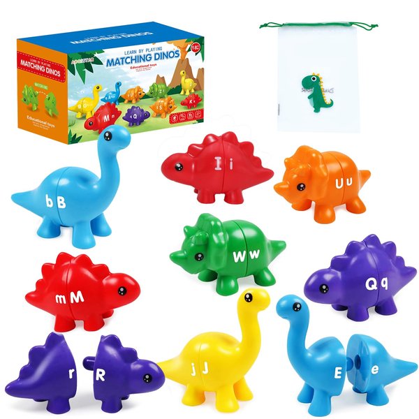 Coyban Dinosaur Letter Matching Toys, Educational Toys, Counting Dinosaur Sorting Toy Set, Montessori Learning Toys, Matching Letters Fine Motor Toys