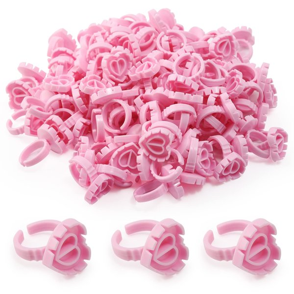 Glue Rings - Autdor 500Pcs Glue Rings for Eyelash Extensions Pink Lash Glue Rings Pigment Ring Cups Lash Glue Holder for Lash Extension Supplies Makeup Lip Microblading Supplies Nail Art
