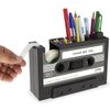 Cassette Tape Dispenser Pen Holder Vase Pencil Pot Stationery Desk Tidy Container Office Stationery Supplier Gift (Black)