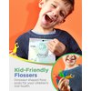Piico Unflavored Kids Floss - No Fluoride Dual Line Dental Floss Picks - Fun Oral Care in Colorful Floss Sticks Design - Kids Flossers Avoid Tooth Decay & Gum Disease - 80 Count Dino