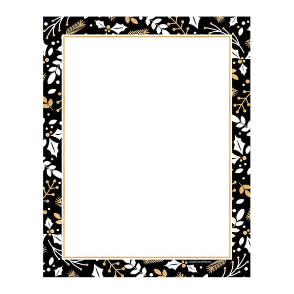 Great Papers! Black And Faux Gold Holiday Letterhead / 80 Sheets 8.5" x 11" Elegant & Chic Christmas Paper