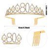 "80 & Fabulous"Sash & Rhinestone Tiara Set, 80th Birthday Gifts for Women, Sliver Gold Birthday Sash/Tiara for Women's 80th Birthday Party Decoration (Sliver 80th)