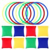 OOTSR 16pcs Nylon Bean Bags Plastic Rings Game Sets for Kids Ring Toss Game Booth Carnival Garden Backyard Outdoor Games Speed and Agility Training Games(8x8cm Bean Bag)