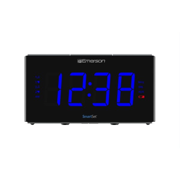 Emerson Smartset Sound Therapy Alarm Clock Radio with White Noise/Nature Sounds 1.8" LED Display Black/Blue, ER100105