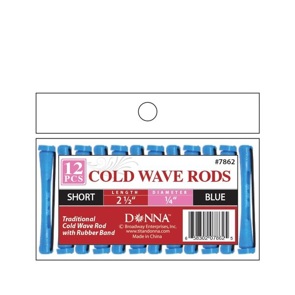 DONNA Cold Wave Rods 2.5"(L), 1/4"(D) SHORT 12PCS Rollers Foam Hair Rollers Hair Curlers Hair Clips for Hairdressing Styling Heatless Hair Curler BLUE