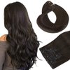 HOTBANANA Human Hair Clip in Hair Extensions, Dark Brown 120g Clip in Hair Extensions Real Human Hair Straight Remy Hair Clip in Hair Extensions 22 Inch 7pcs