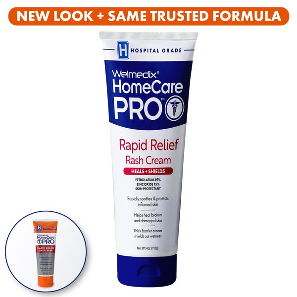Welmedix HomeCare PRO Rapid Relief Adult Diaper Rash Cream – Extra Thick, Moisturizing Barrier Cream for Incontinence and Healing Cream/Zinc Oxide Cream/Skin Cream, (4oz Tube)