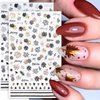 8Sheets Gold Maple Leaf Nail Stickers 3D Fall Nail Art Supplies Holographic Autumn Nail Art Sticker Maple Leaves Design Foils Laser Shiny DIY Nail Art Decoration Thanksgiving Day Manicure Accessories