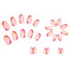 Acrylic Press on Nails Short Oval Rose Red and Orange French Tip Fake Nails Press ons Light Pink Full Cover Stick on Nails Glossy Artificial False Nails for Girls 24Pcs