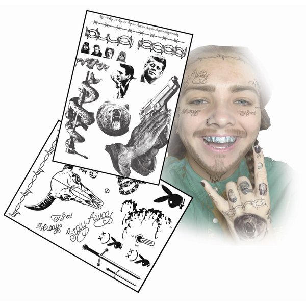 Rapper inspired life sized set of fake tattoos