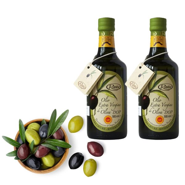 Ligurian Italian Extra Virgin Olive Oil DOP 16.9 fl oz - Pack of 2