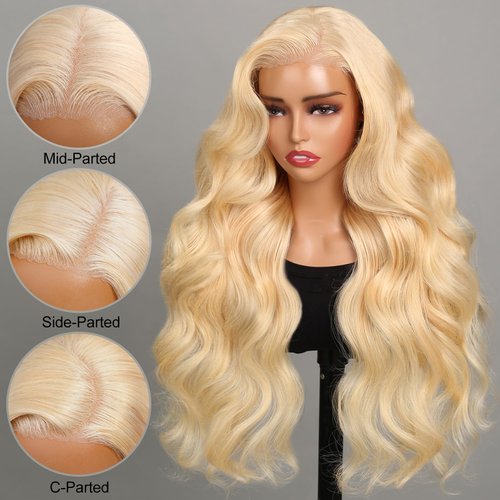 SUPERLOOK 6X5 613 Lace Front Wig Human Hair 220% Density Wear and Go Glueless Wigs Human Hair Blonde Lace Front Wigs Human Hair Pre cut Lace Pre Plucked Real Bleached Knots (26inch,6X5 Body Wave Wig)